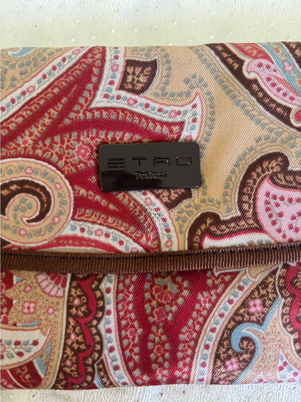 Etro Paisley Fold-Over Clutch in Red/Brown/Beige Paisley NWT! - Picture 3 of 6
